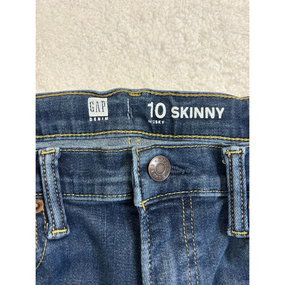 GAP Husky Jeans Boys 10 Blue Denim‎ Medium Wash Stretch 24 Inseam Skinny Fit
